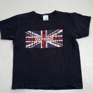 Oxford University black Union Jack red white blue flag graphic t-shirt xs